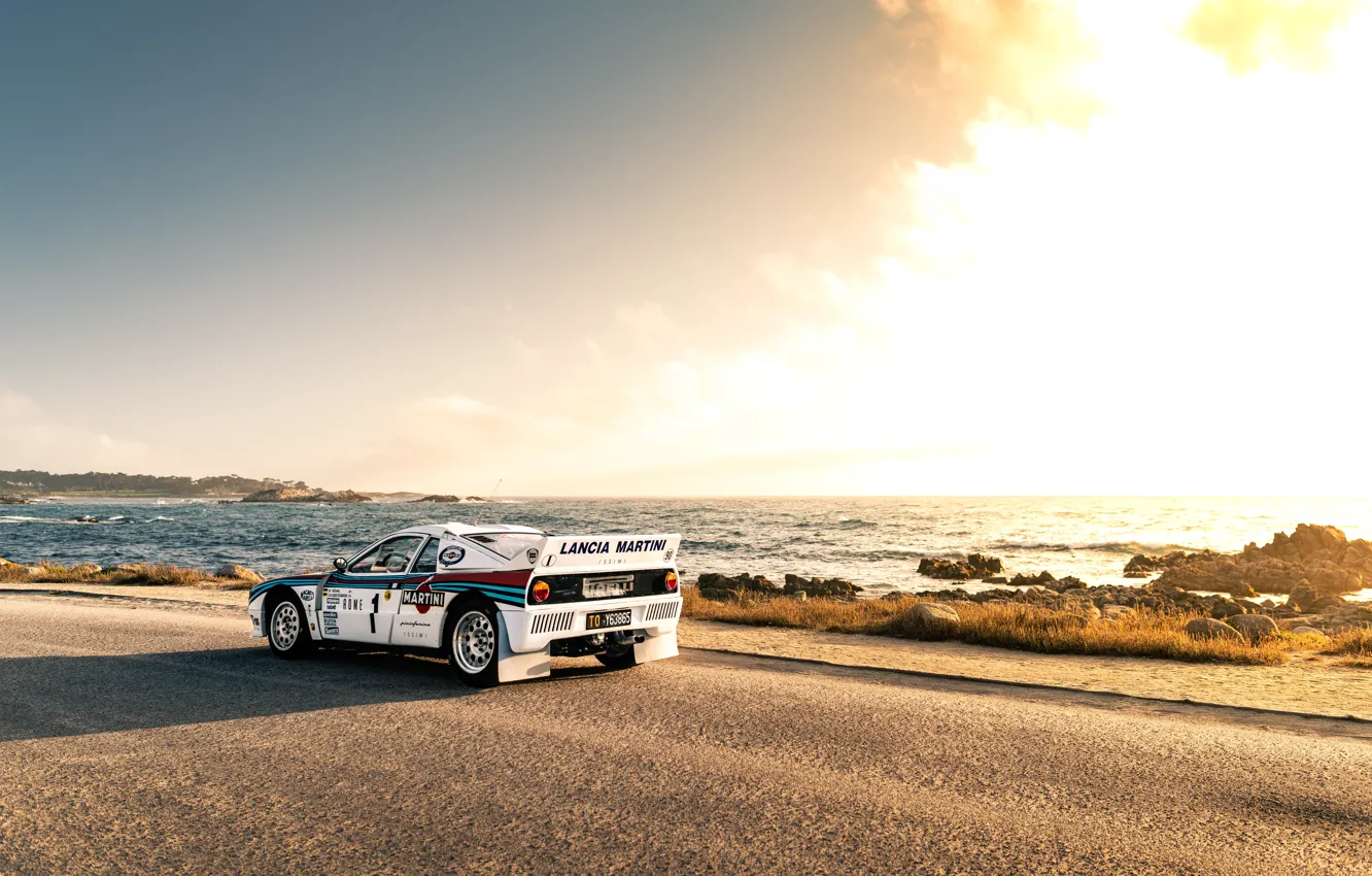Photo wallpaper car, sky, sea, Rally, legend, Group B, Lacnia, Lancia Rally 037