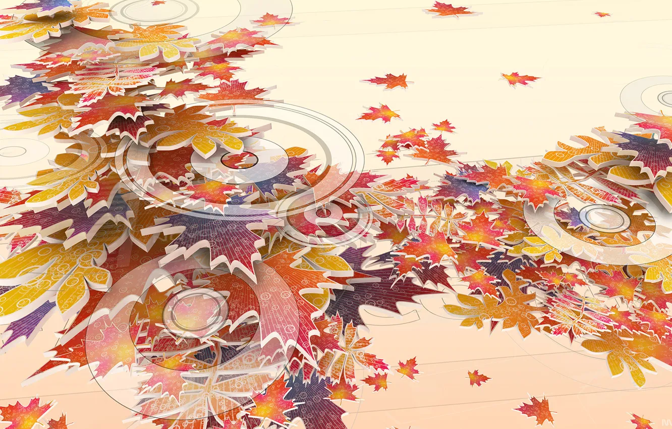 Photo wallpaper autumn, circles, Leaves