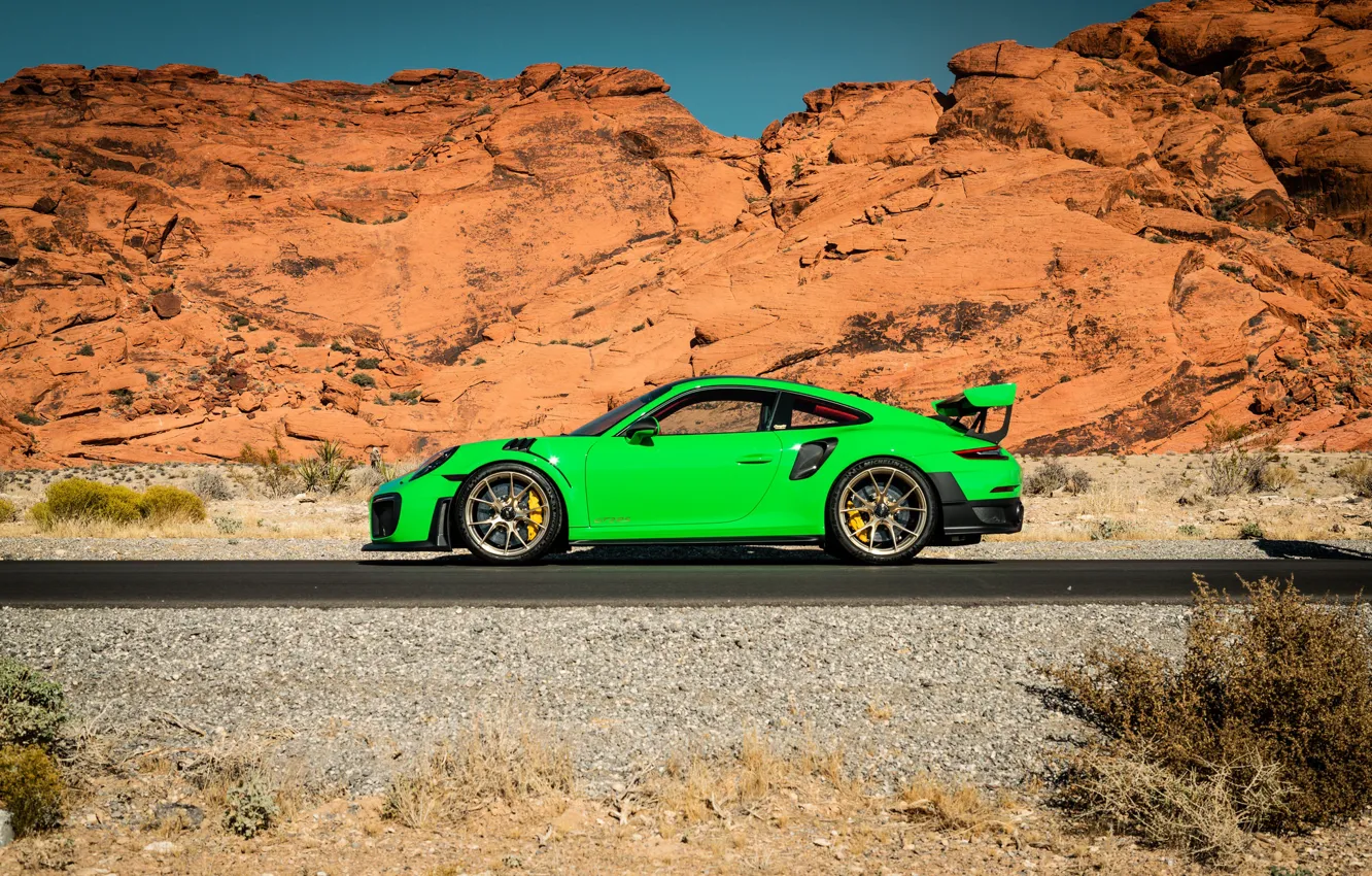 Photo wallpaper 911, Porsche, Green, GT3, VAG, Canyon