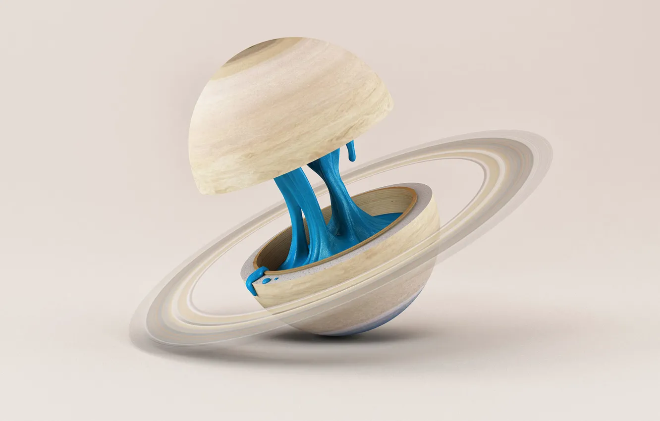Photo wallpaper space, background, planet, liquid, Saturn, art