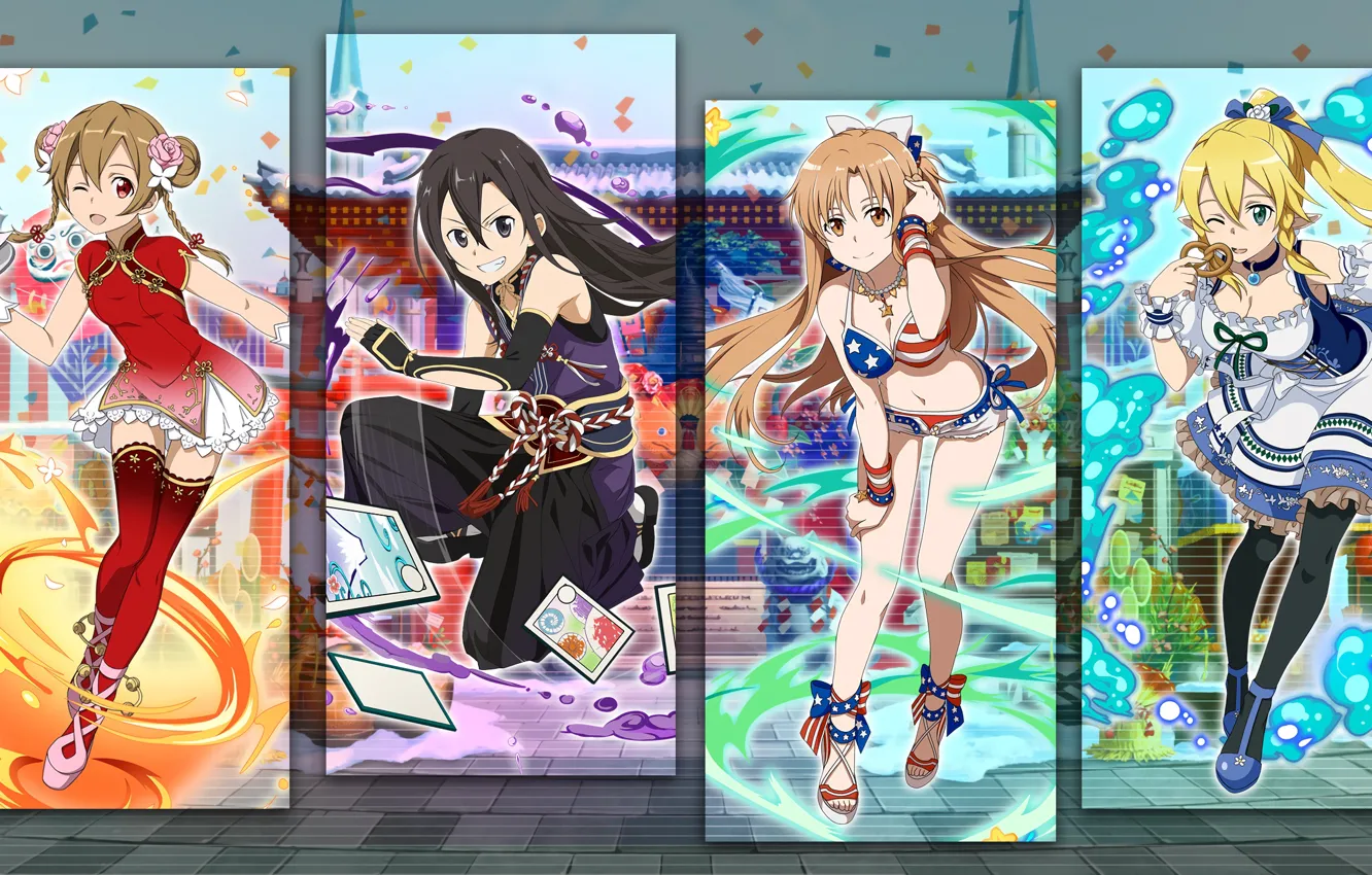 Photo wallpaper girl, collage, art, guy, Sword Ard Online