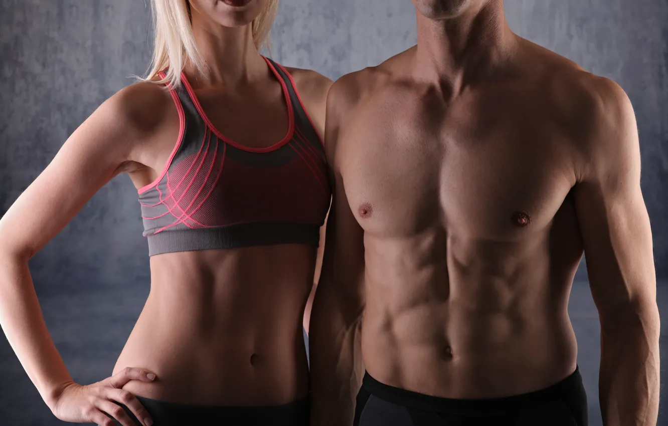 Photo wallpaper girl, abs, fitness, men