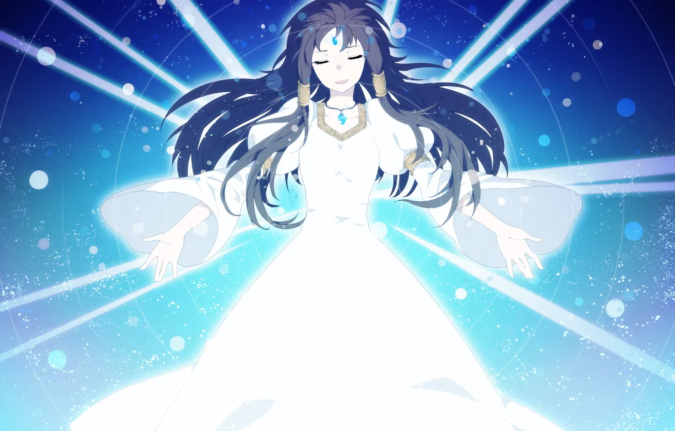 Photo wallpaper girl, light, pendant