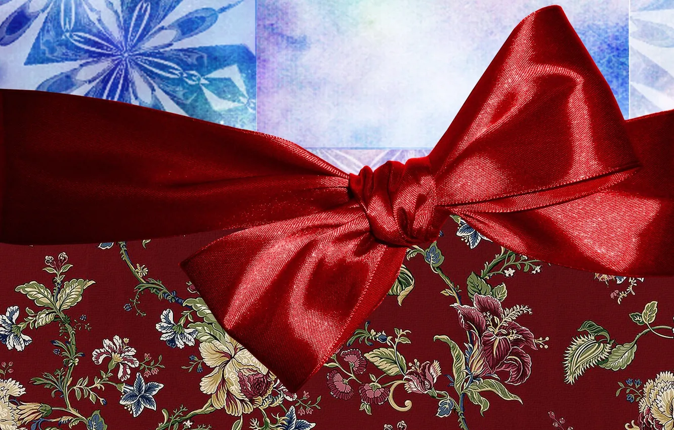 Photo wallpaper red, holiday, new year, bow, ribbon, packaging
