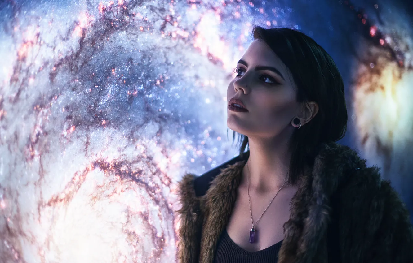 Photo wallpaper girl, the universe, Celestial Observer