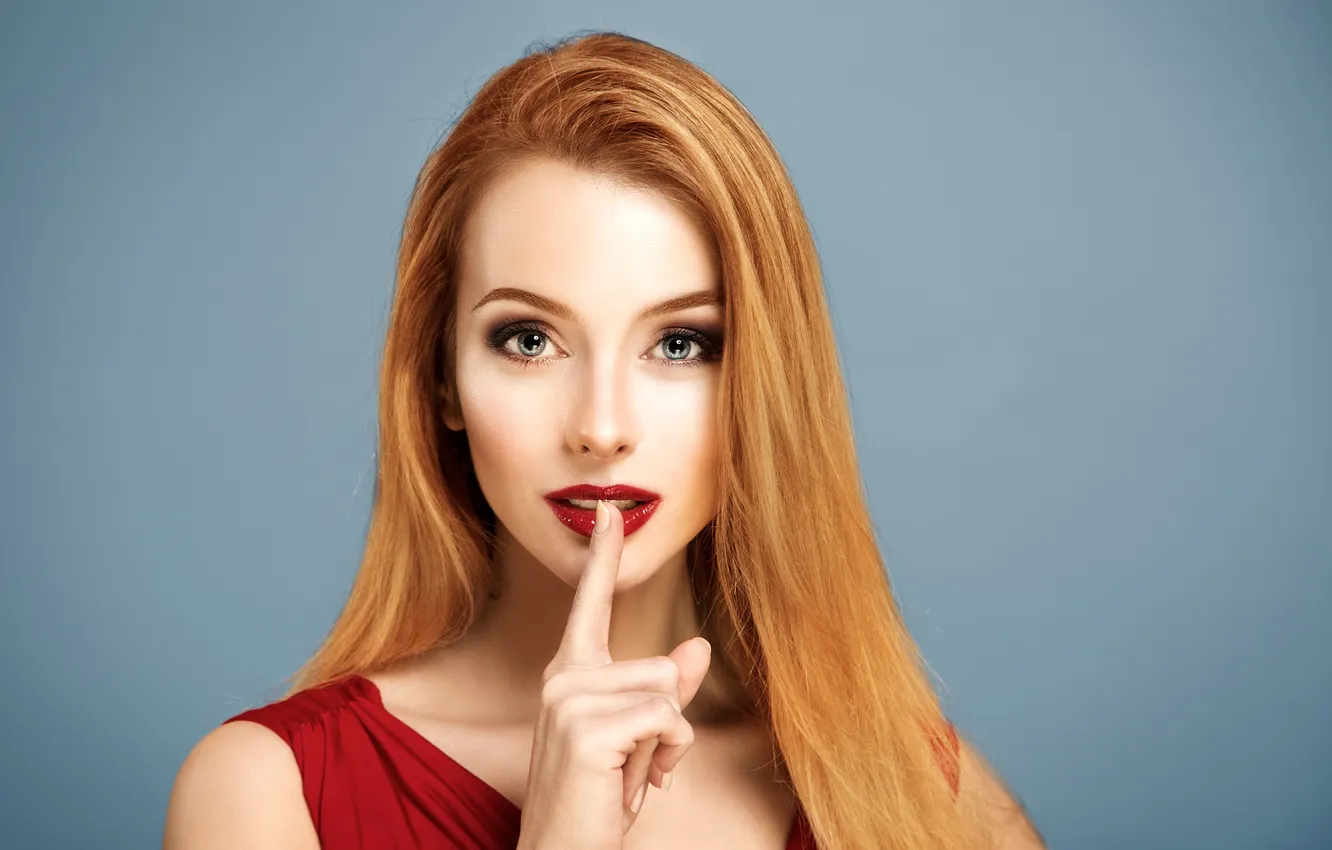 Photo wallpaper girl, fashion, glamour, face, elegant, gorgeous, ginger, finger