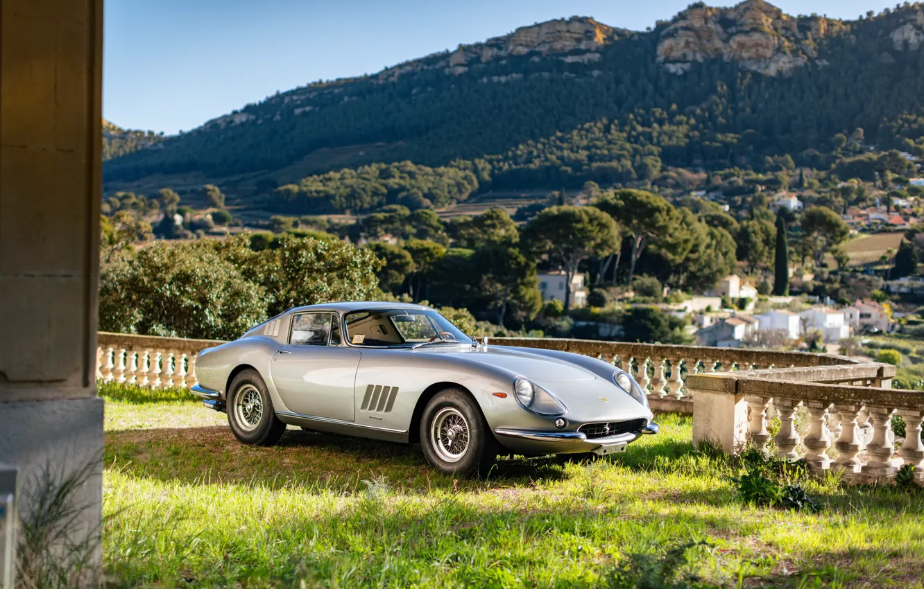 Photo wallpaper Mountains, Grass, Ferrari, 1966, Sports car, Sports cars, Ferrari 275 GTB 2 Long Nose Torque …