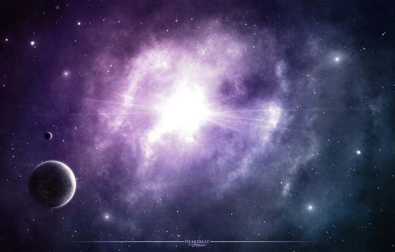 Photo wallpaper purple, space, stars, nebula, glow