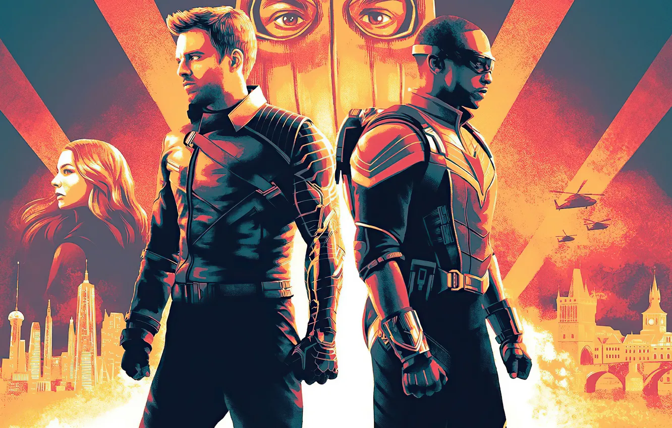 Photo wallpaper background, art, costume, the series, poster, Marvel, comic, Anthony Mackie