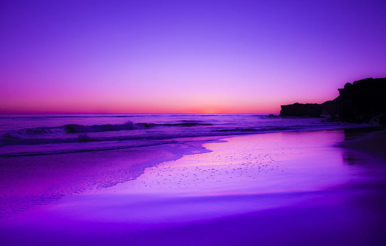 Photo wallpaper sand, beach, the ocean, dawn