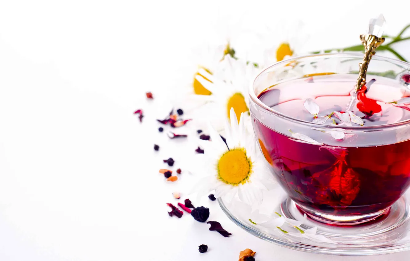 Photo wallpaper tea, chamomile, Cup