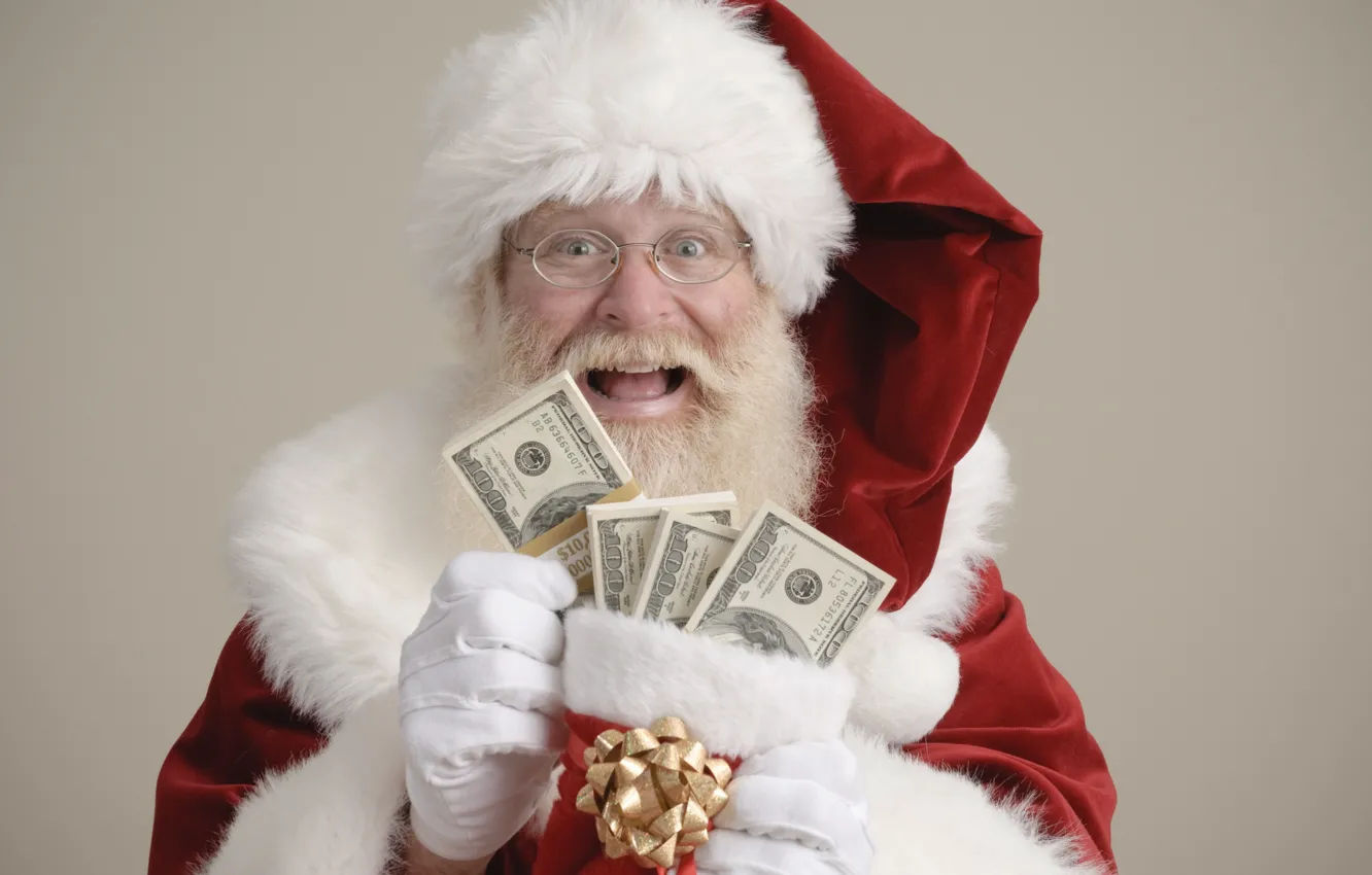 Photo wallpaper joy, Santa Claus, dolar