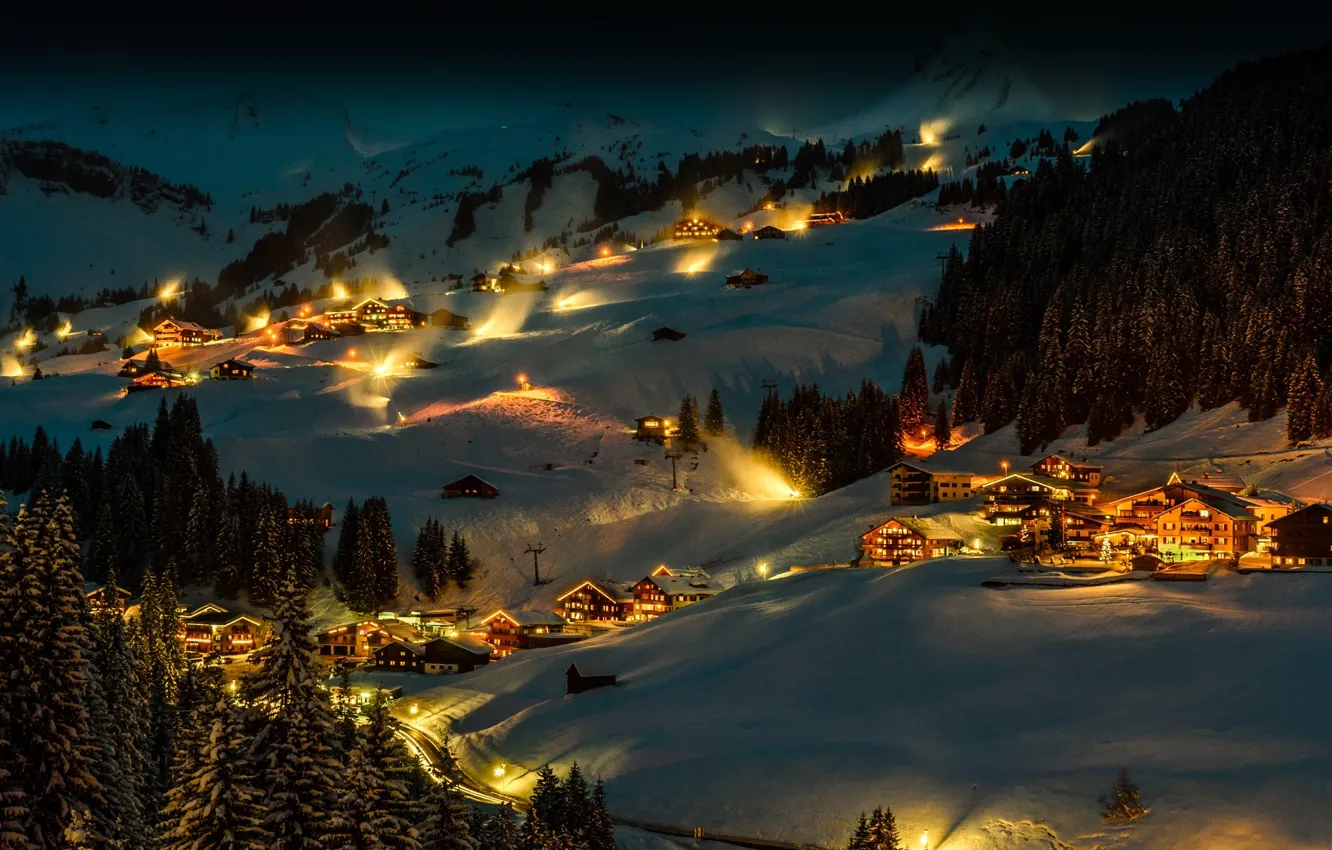 Photo wallpaper snow, home, Alps