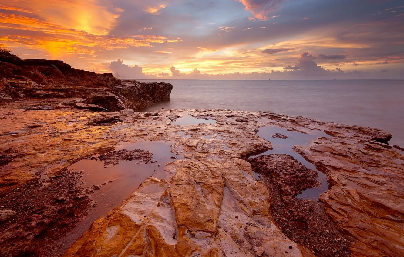 Photo wallpaper sea, landscape, rocks