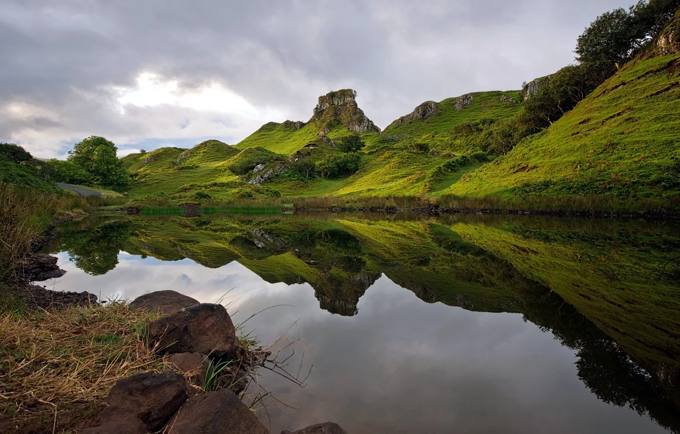 Photo wallpaper landscape, mountains, lake