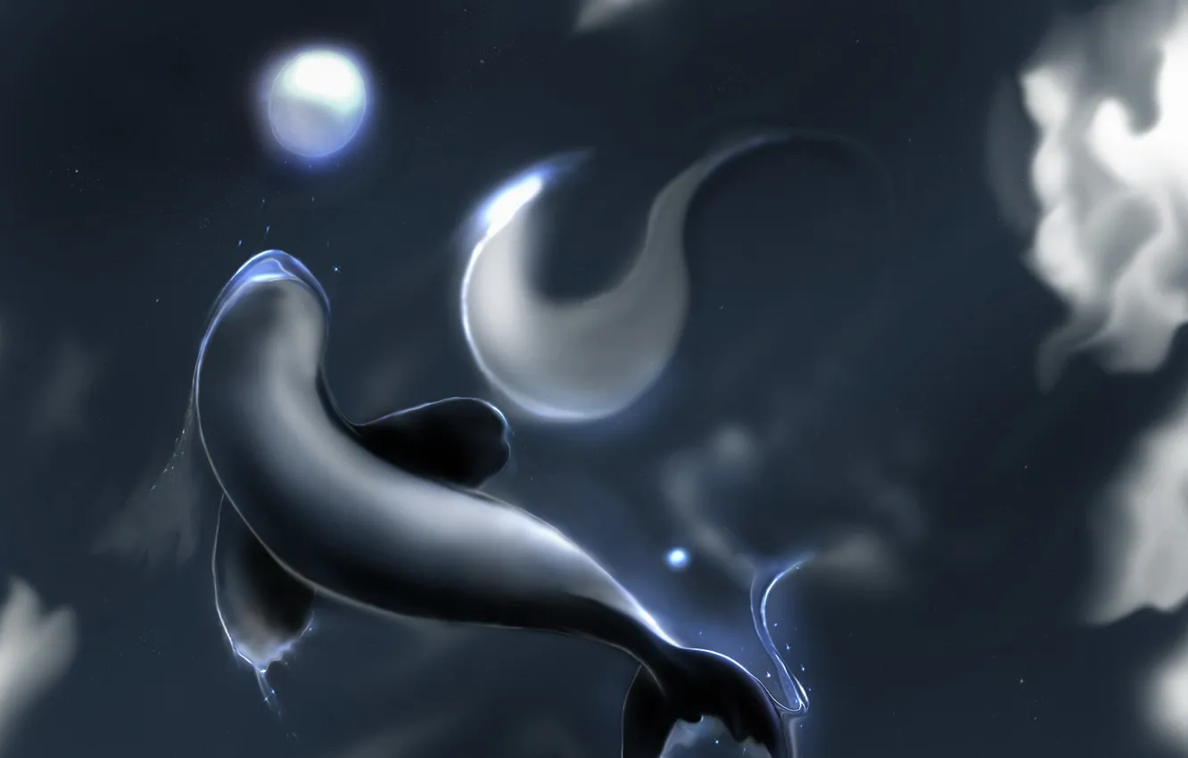 Photo wallpaper Dolphin, rendering, the Wallpaper