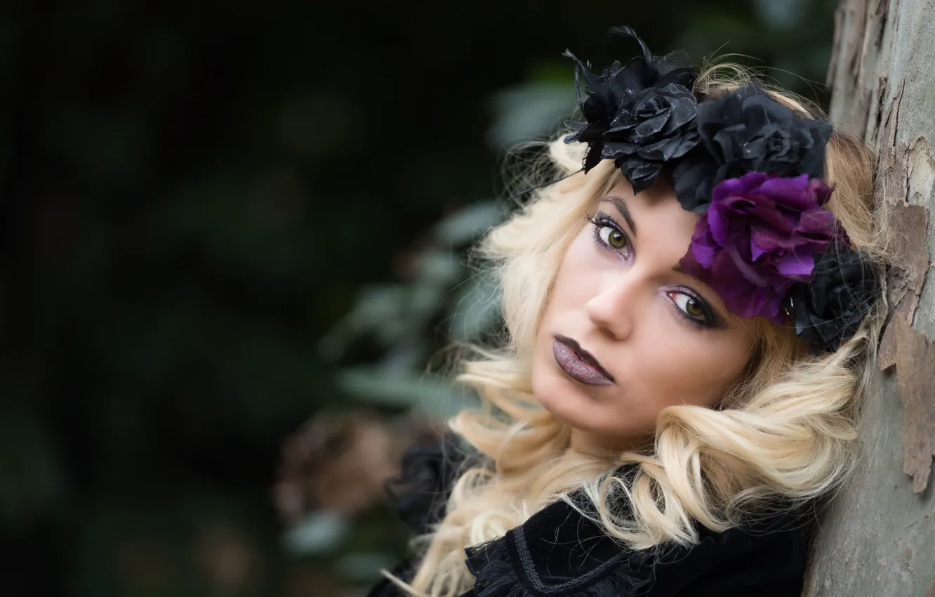 Photo wallpaper model, eyes, face, Deborah, background, look