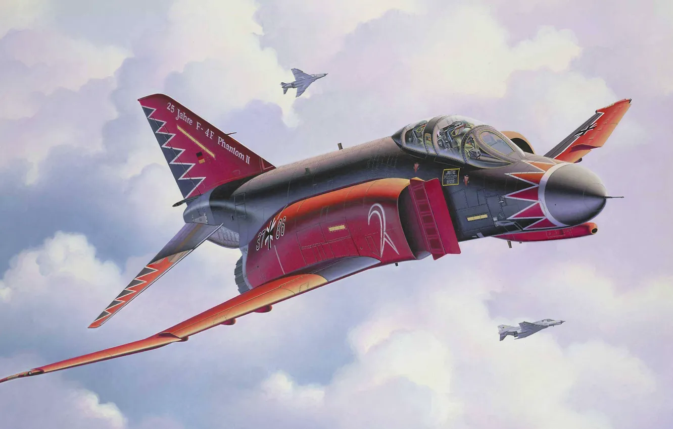 Photo wallpaper figure, art, fighter-bomber, Phantom II, Douglas, McDonnell, fighter-interceptor, THE AIR FORCES OF GERMANY