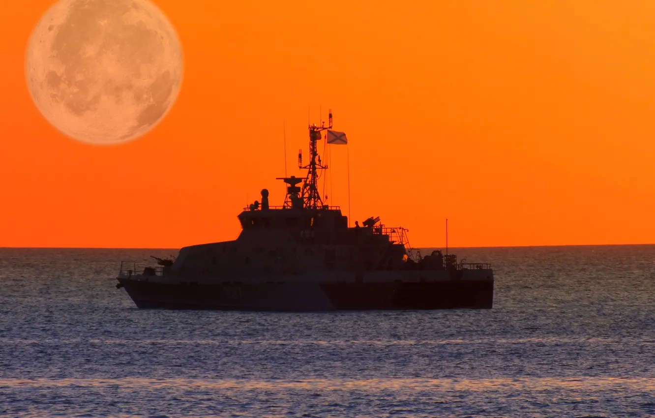 Photo wallpaper night, boat, anti-sabotage, Rook