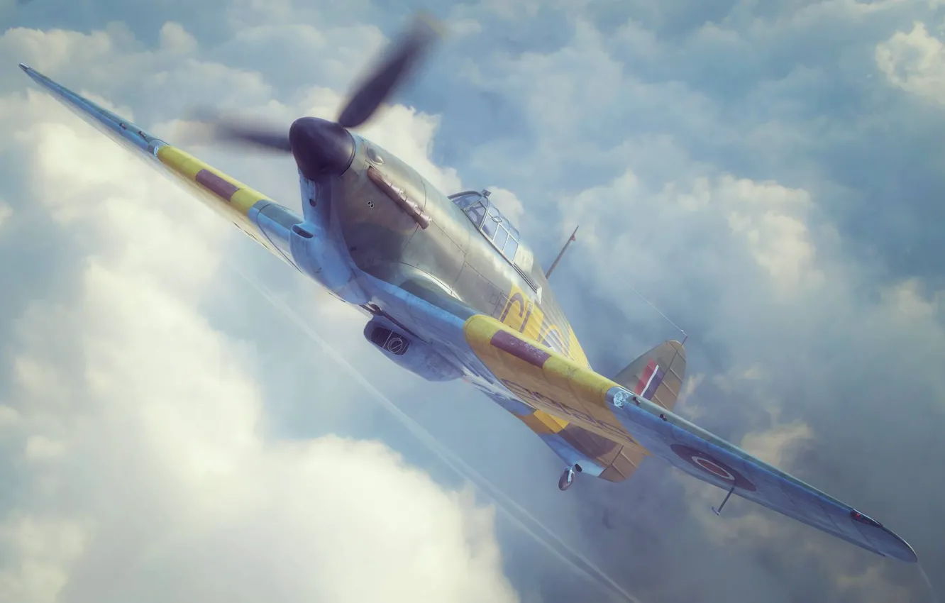 Photo wallpaper fighter, UK, RAF, Piotr Forkasiewicz, Hawker Hurricane Mk.IIb