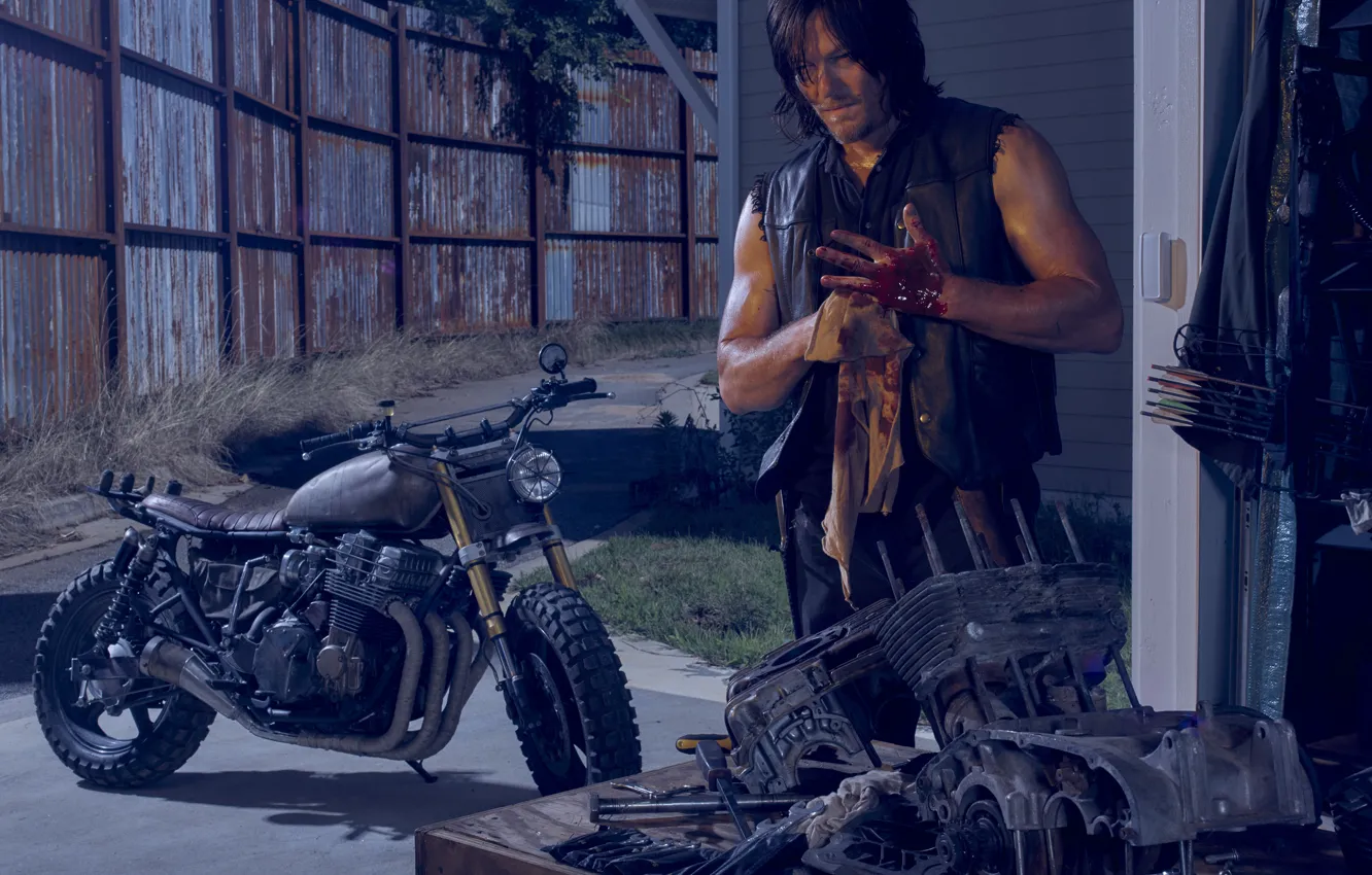 Photo wallpaper bike, The Walking Dead, The walking dead, Norman Reedus, Daryl