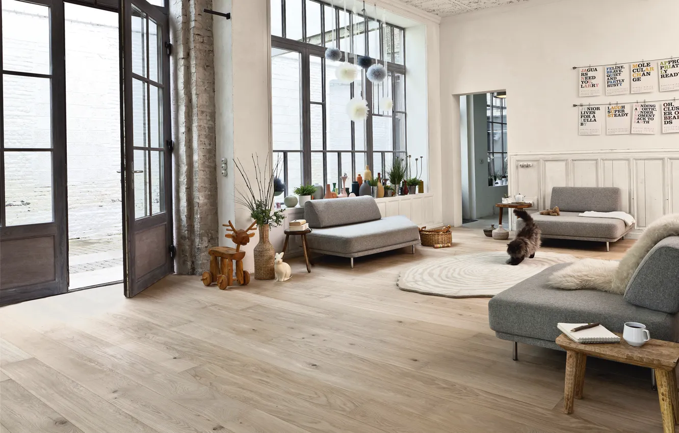 Photo wallpaper room, interior, living room, Scandinavian Apartment