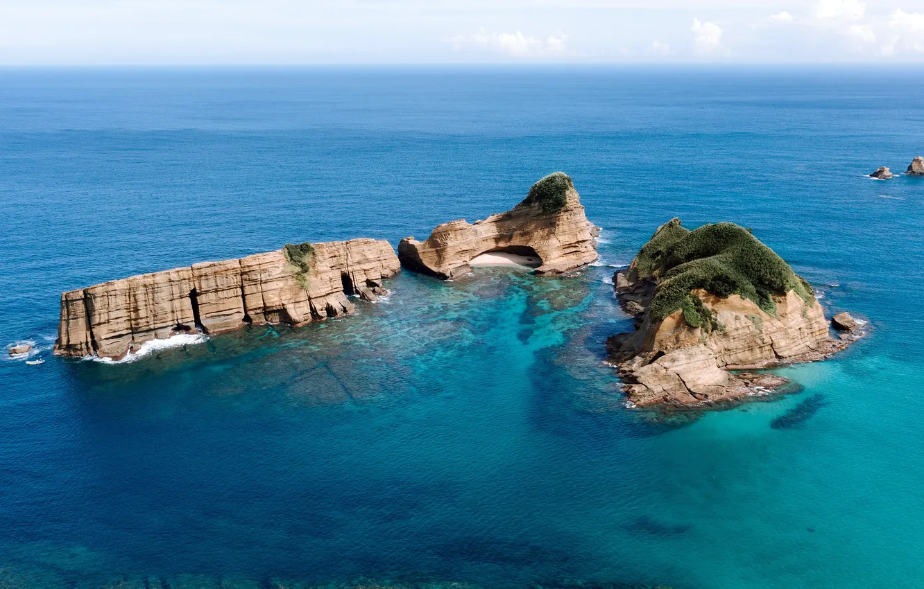Photo wallpaper sea, horizon, sea, desert island, blue sea, sea expanse, Uninhabited island, Tanegashima