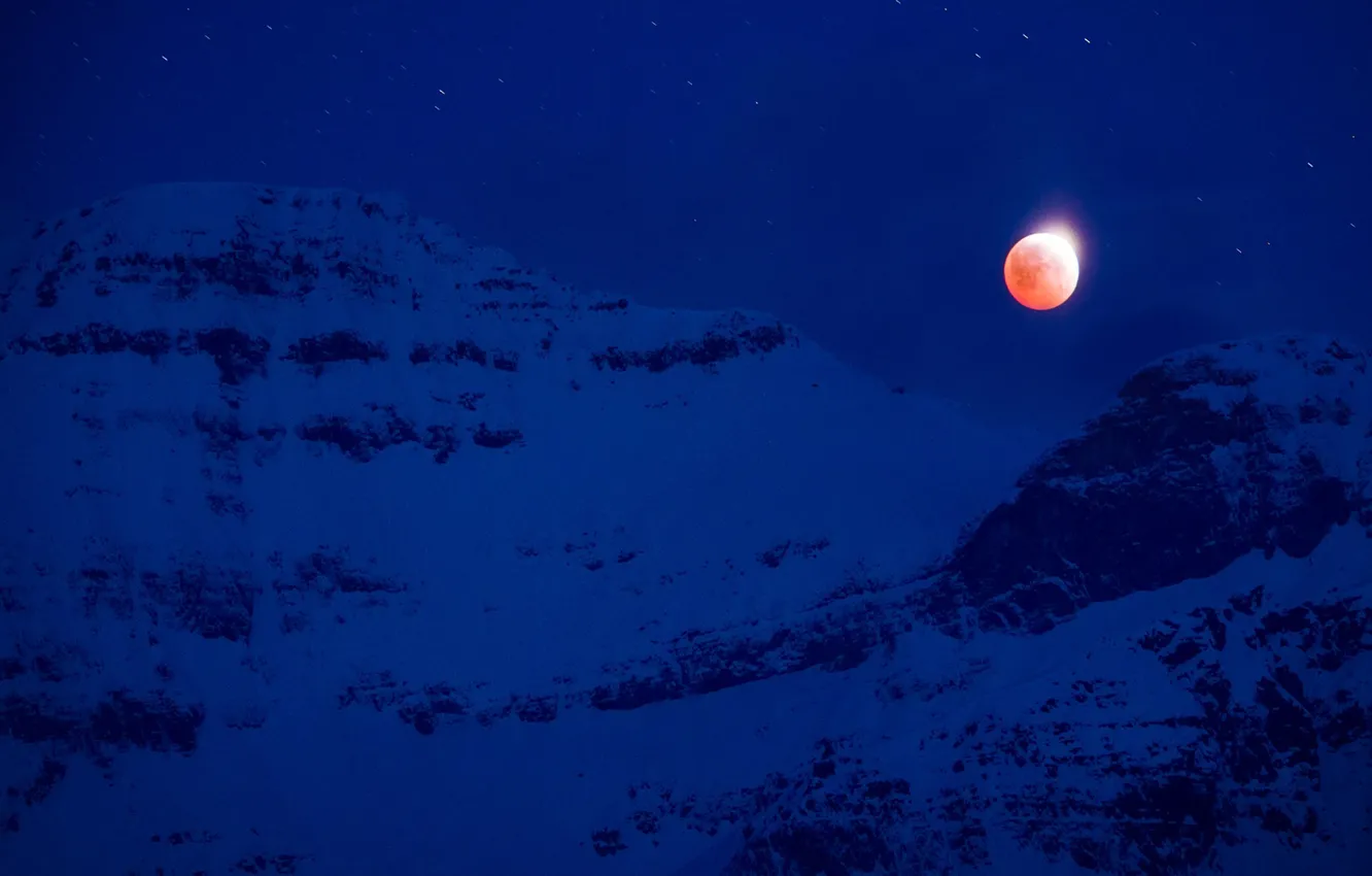 Photo wallpaper night, The moon, Canada, the full moon, mount Assiniboine