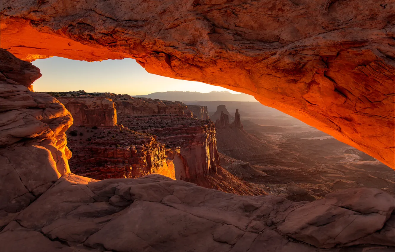 Photo wallpaper light, rocks, canyon, USA, America