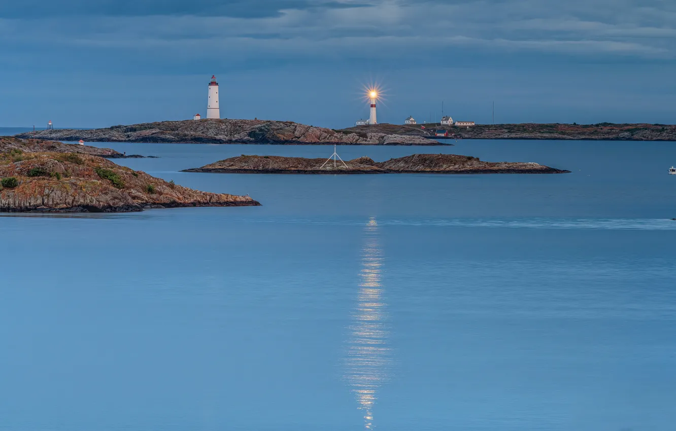Photo wallpaper coast, lighthouse, Norway, Arendal