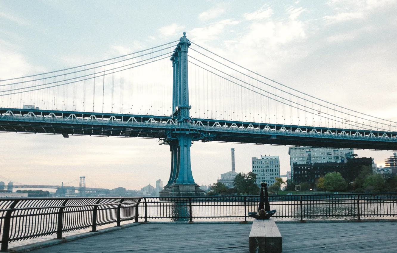 Photo wallpaper bridge, USA, America, USA, New York City, new York, Brooklyn bridge