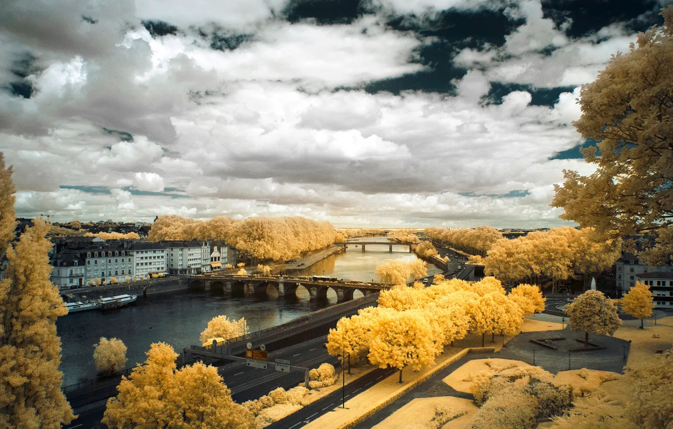 Photo wallpaper landscape, France, infrared the, The promenade du BU du Monde, Angers