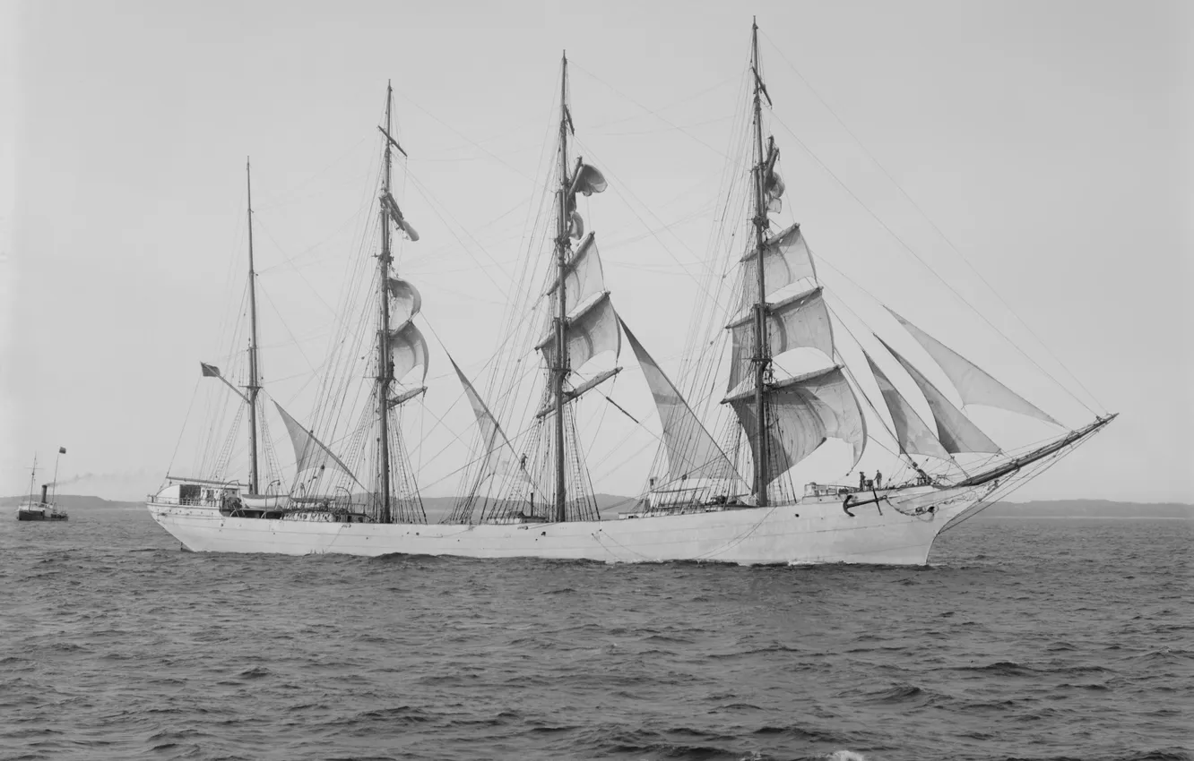 Photo wallpaper retro, sailboat, 1892, Olivebank