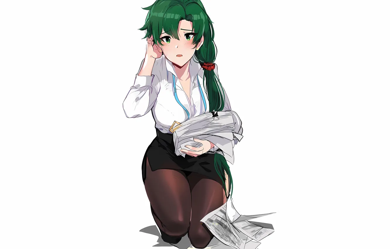 Photo wallpaper girl, sexy, green eyes, long hair, anime, beautiful, pretty, attractive