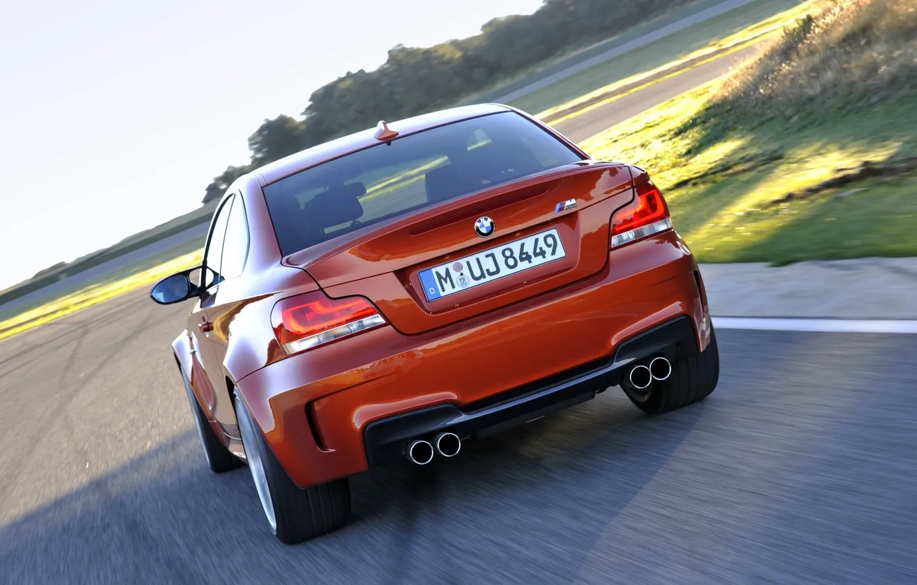 Photo wallpaper road, auto, orange, room, BMW, in motion, 1 series