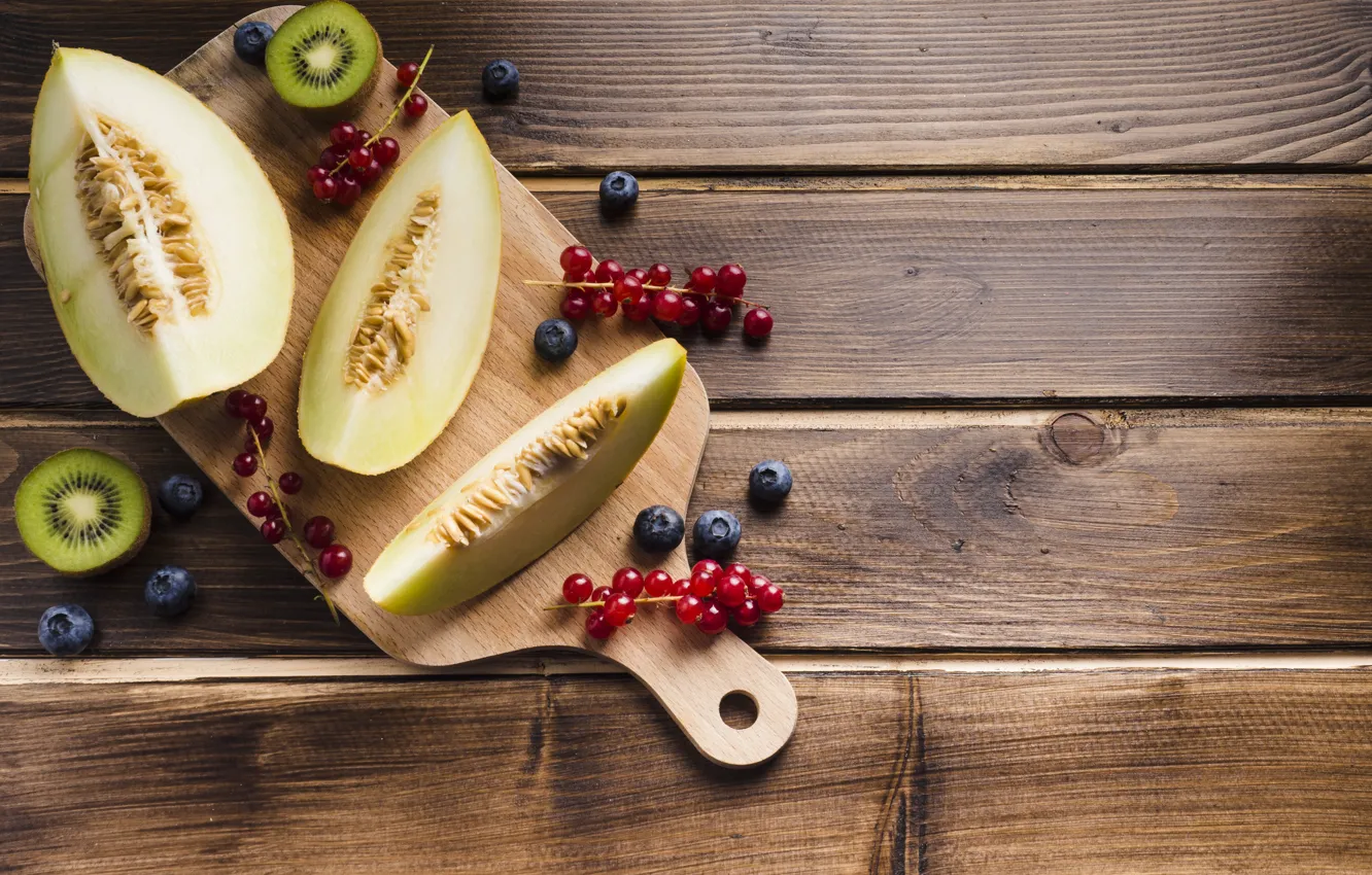 Photo wallpaper berries, Board, currants, melon