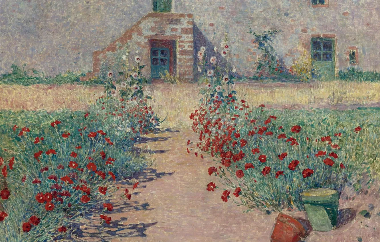 Photo wallpaper landscape, flowers, picture, Ferdinand du Puigaudeau, Ferdinand du Plegado, Carnations Alley at Kervaudu