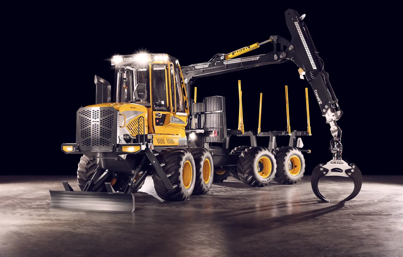 Photo wallpaper tractor, manipulator, Logging equipment