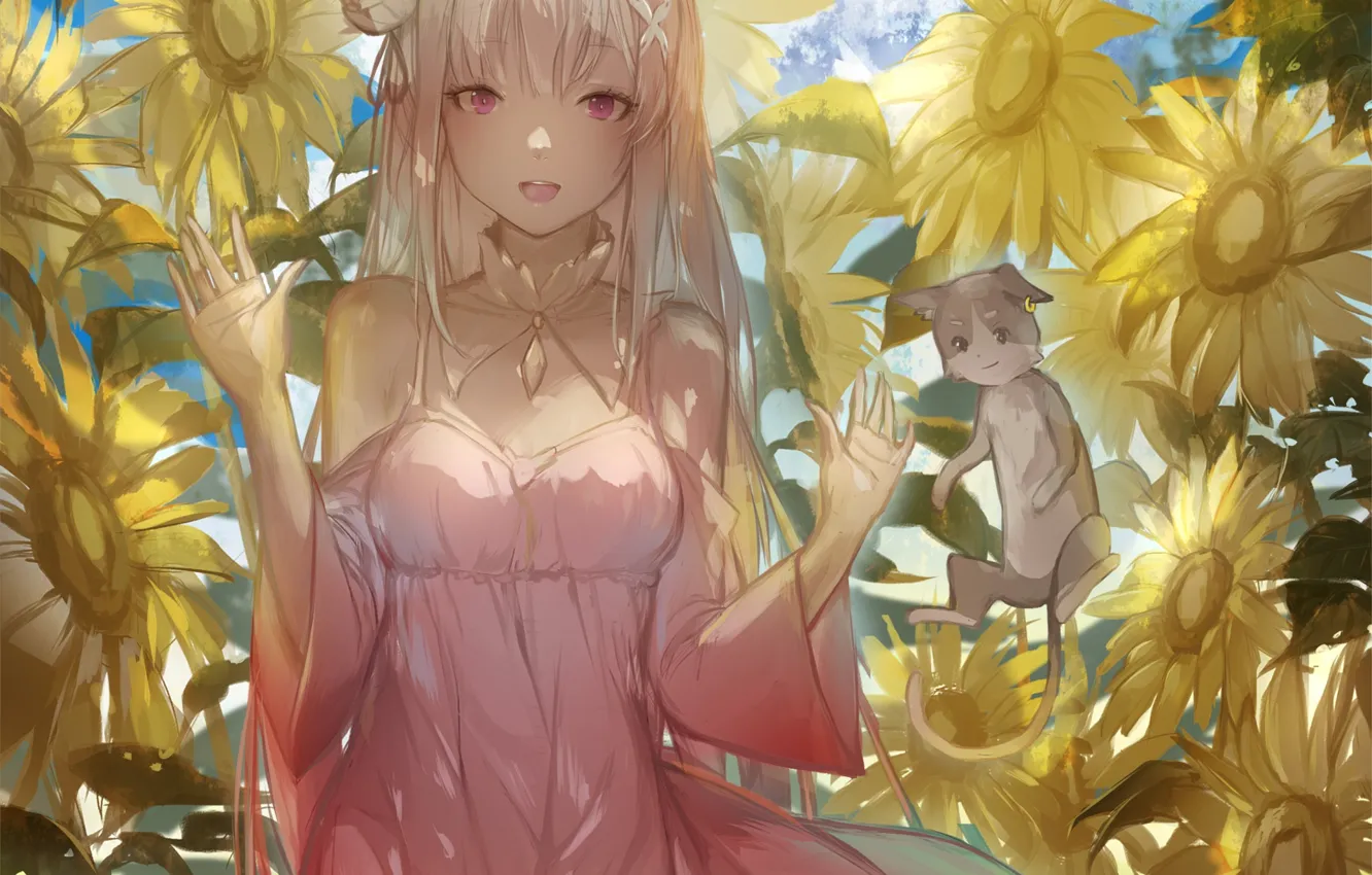 Photo wallpaper cat, girl, Re: Zero kara hajime chip isek or Seikatsu, From scratch