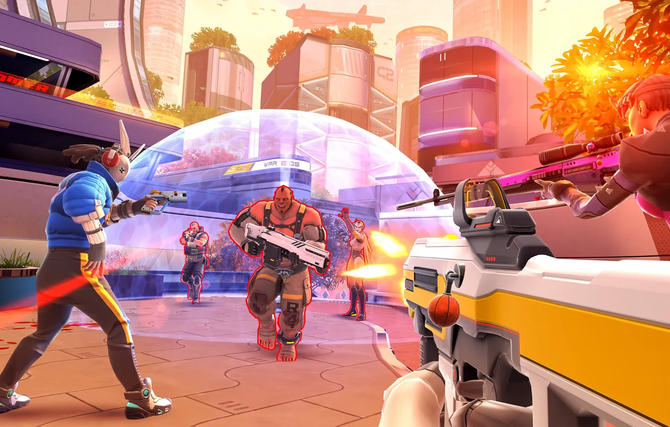 Photo wallpaper the city, weapons, people, bright, Shadowgun War Games