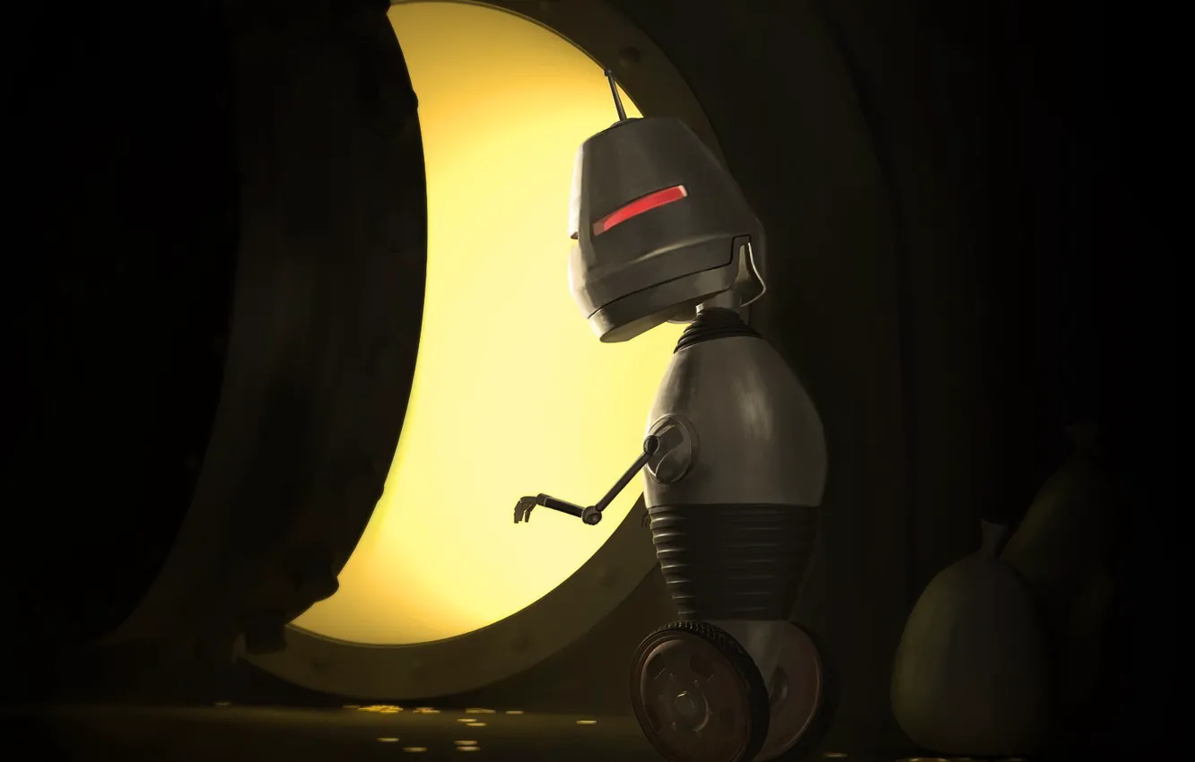 Photo wallpaper robot, money, 150, safety Deposit box