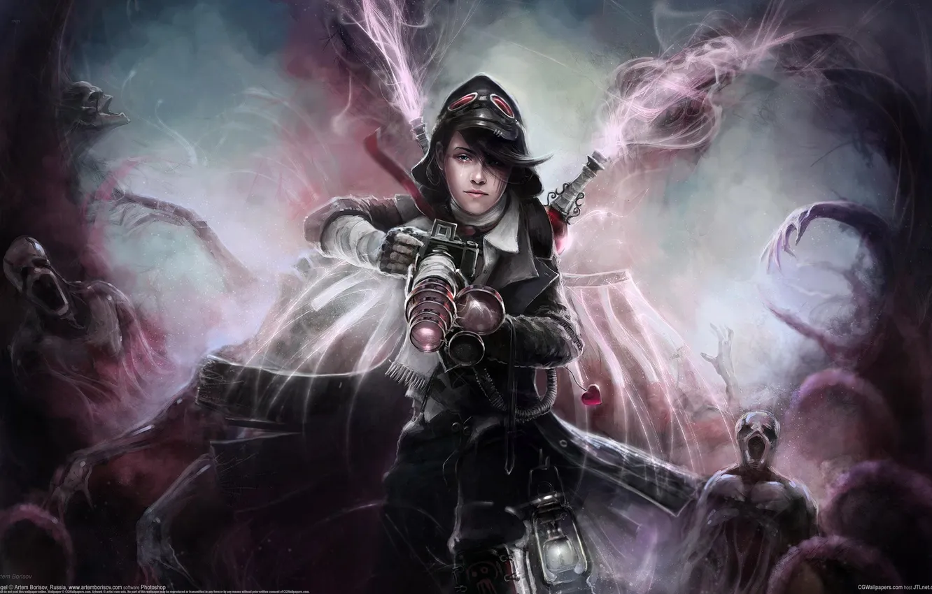 Photo wallpaper girl, magic, undead, artem borisov