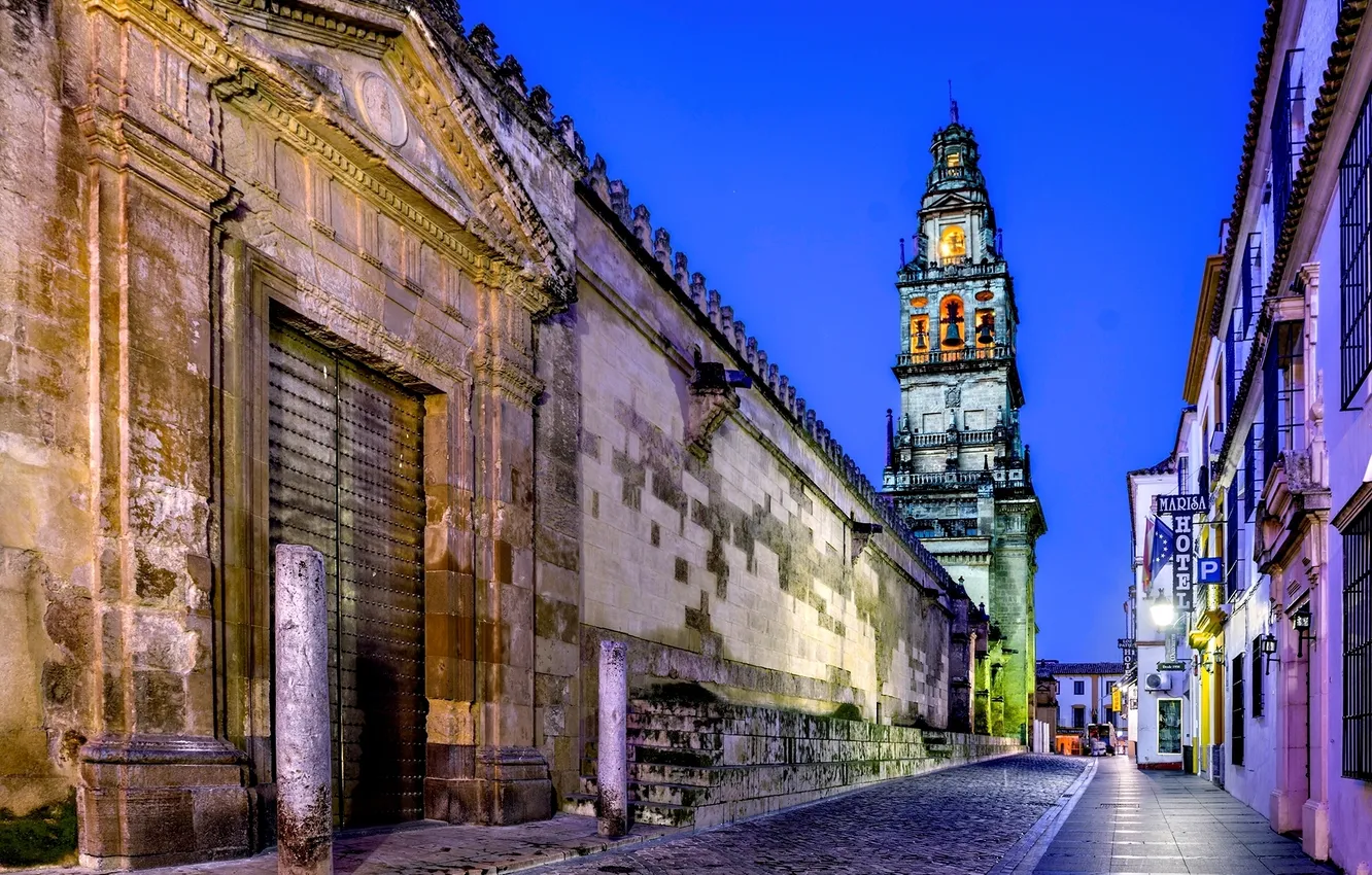 Photo wallpaper the city, street, building, home, the evening, Spain, Spain, Andalusia