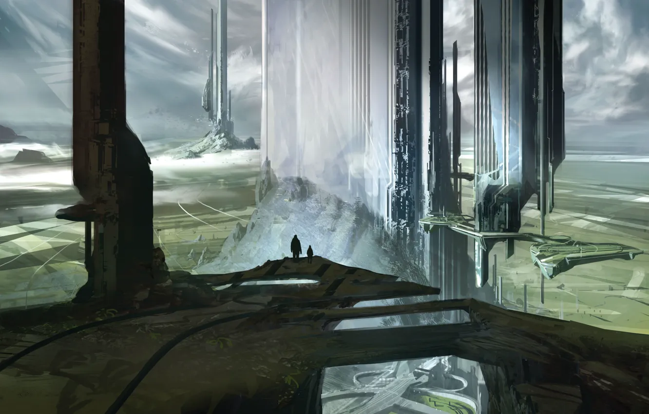 Photo wallpaper the city, future, people, structure