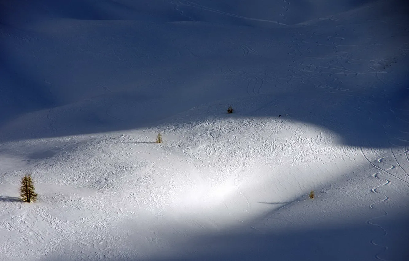 Photo wallpaper snow, mountains, slope