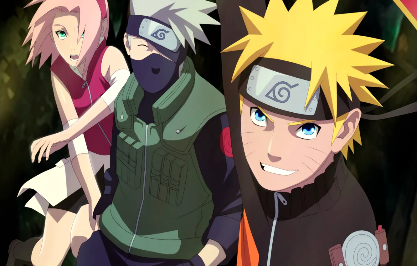 Photo wallpaper Naruto, team 7, Sakura Haruno, Kakashi Hatake, Naruro