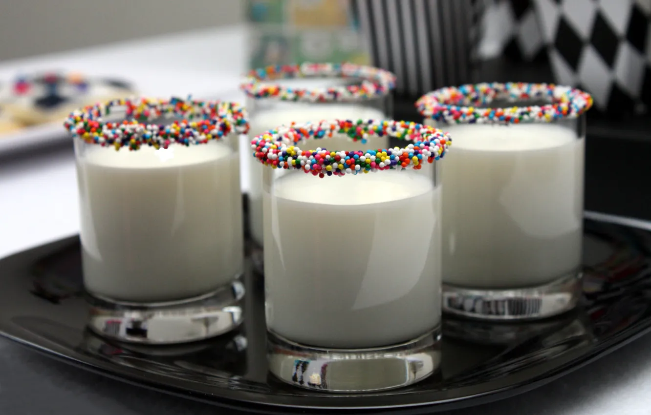 Photo wallpaper glass, mood, bright, colored, milk, pills, useful, drink