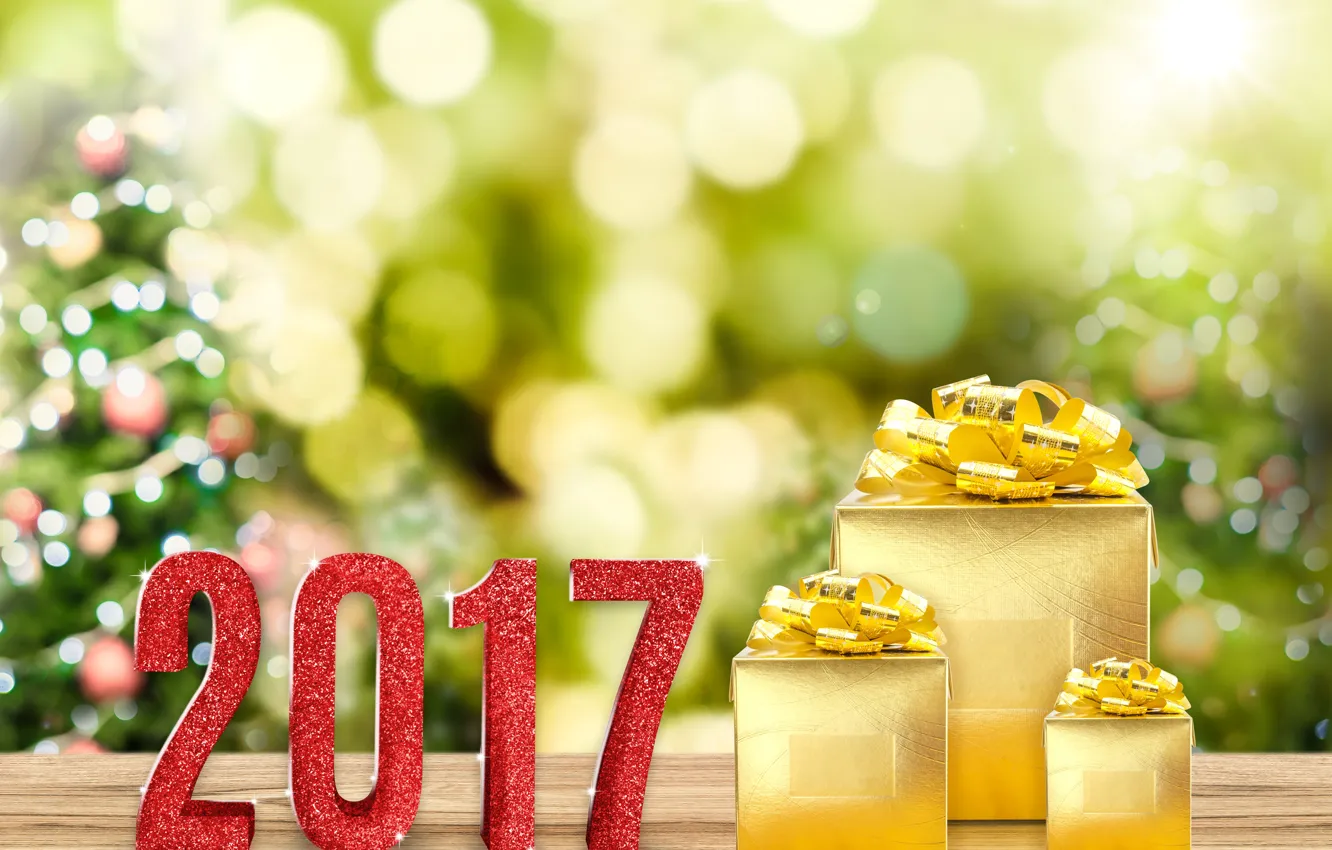 Photo wallpaper New Year, Holidays, Gifts, 2017