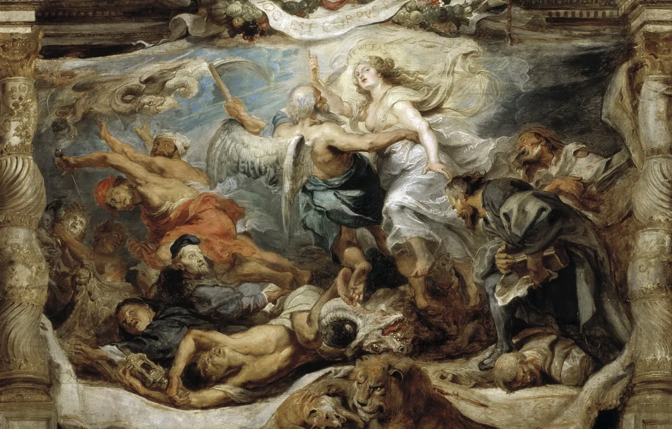 Photo wallpaper picture, Peter Paul Rubens, mythology, Pieter Paul Rubens, The Triumph Of The Catholic Truth