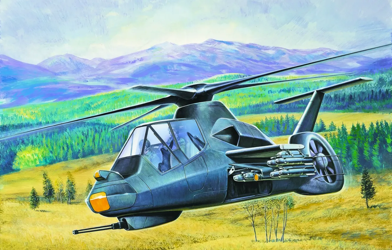 Photo wallpaper war, art, helicopter, painting, RAH-66 Comanche